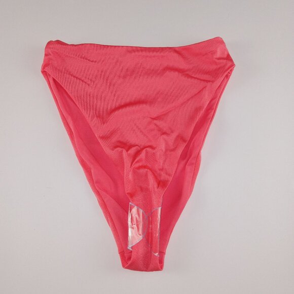 ASOS Design Women's High Leg High Waist Bikini Bottom Size 4 Coral Shimmer Swim - Picture 1 of 9